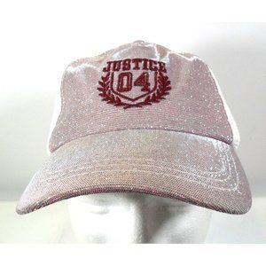 Justice Pink Shimmering Sparkle Pony Tail Ball Cap Hat